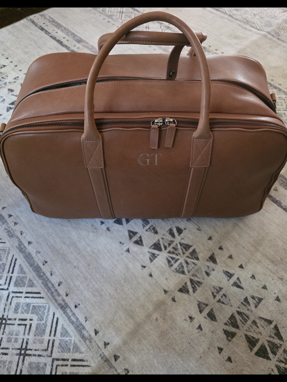 Mark & Graham Brown Leather Duffle with GT Monogram